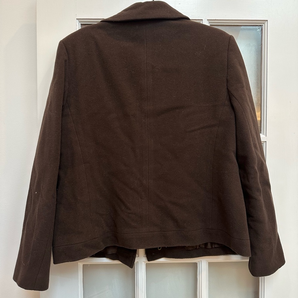 Vintage Harve Benard Women’s Dark Brown Wool Cashmere Zip Jacket Size 14 - Picture 5 of 9